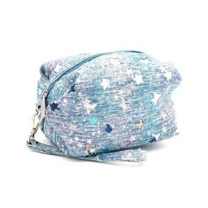 NEW BARI LYNN girl's denim stars toiletry bag in blue